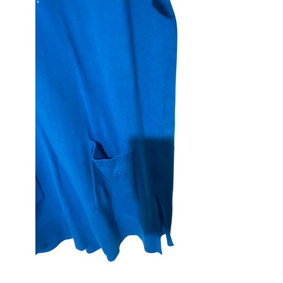 Chicos 1 Medium Sailor Chic Cotton Blue Lagenlook SS Front Pocket Blouse - Picture 2 of 5